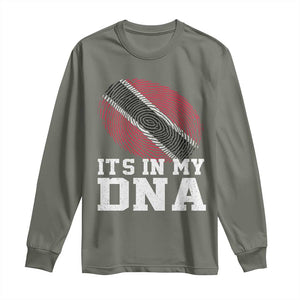 Trinidad and Tobago In My DNA Long Sleeve Shirt Trini Trinidadian Proud TS10 Military Green Print Your Wear