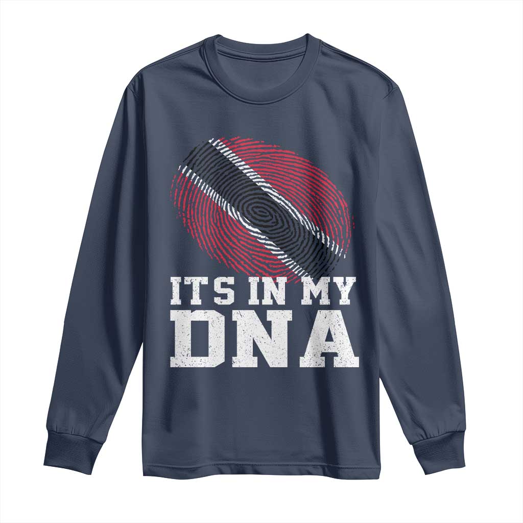 Trinidad and Tobago In My DNA Long Sleeve Shirt Trini Trinidadian Proud TS10 Navy Print Your Wear
