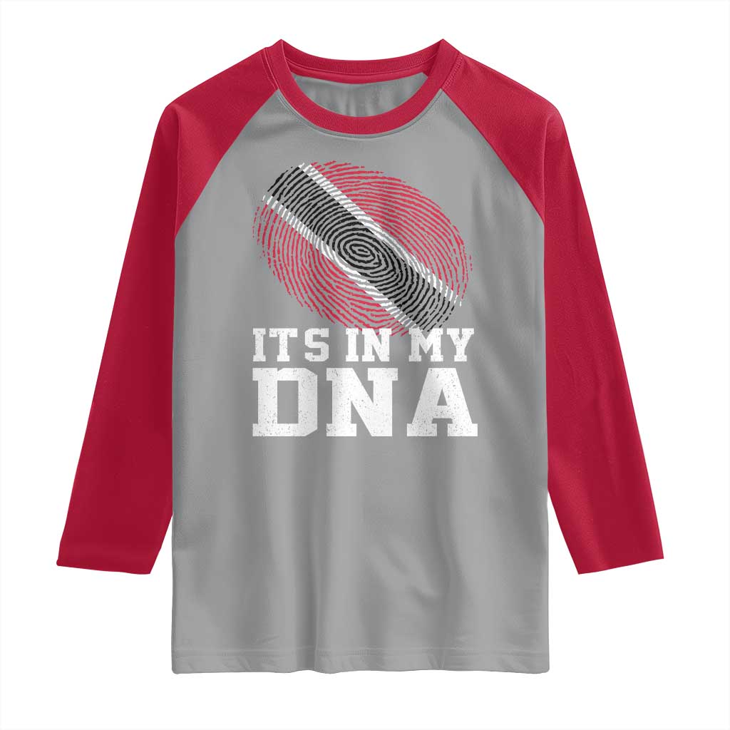 Trinidad and Tobago In My DNA Raglan Shirt Trini Trinidadian Proud TS10 Sport Gray Red Print Your Wear