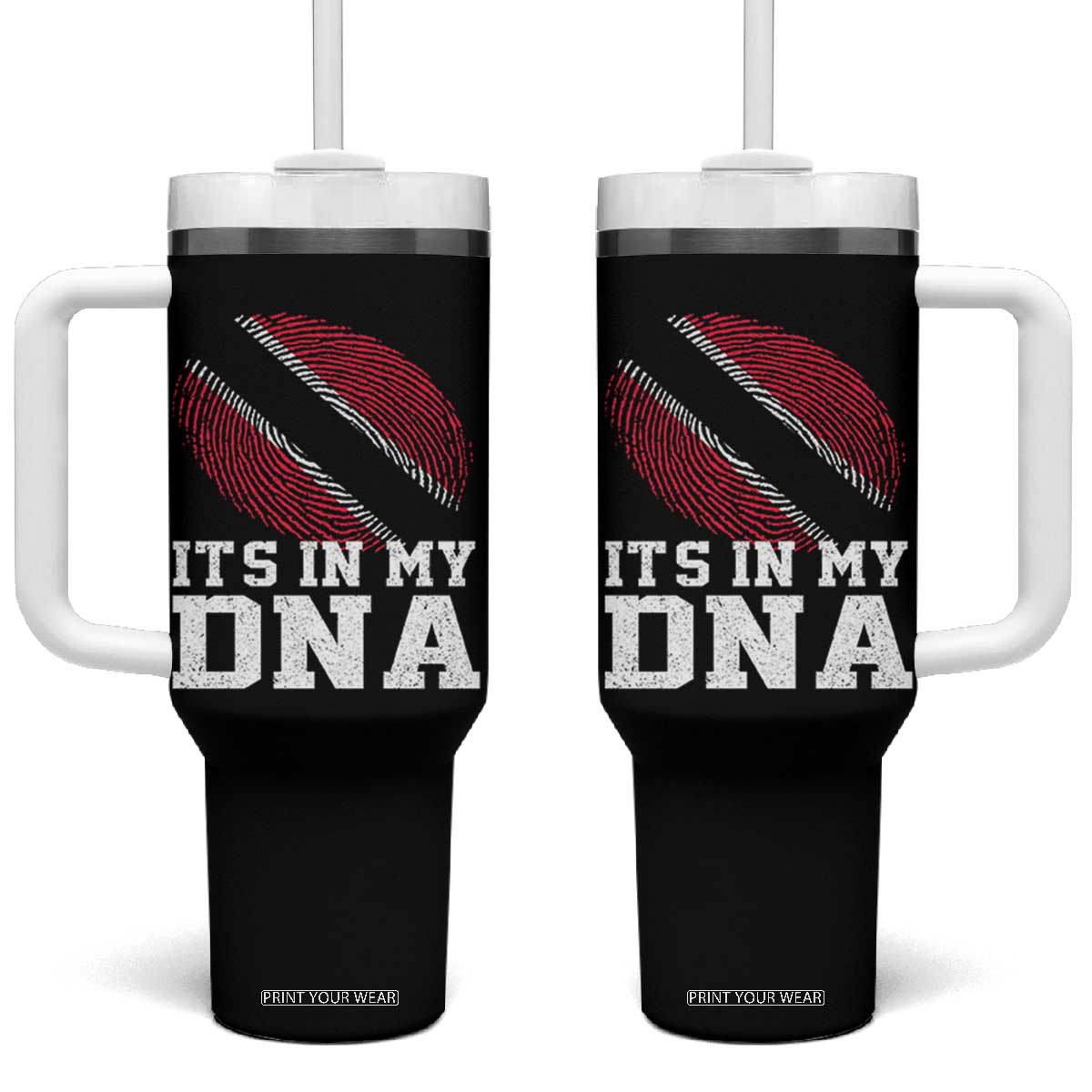 Trinidad and Tobago In My DNA Tumbler With Handle Trini Trinidadian Proud TS10 One Size: 40 oz Black Print Your Wear
