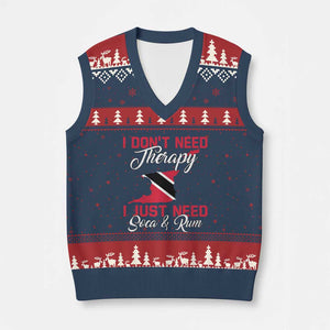 Funny Trini V-Neck Knit Sweater Vest Just Need Soca & Rum Trinidad and Tobago Flag TS10 Navy Red Print Your Wear