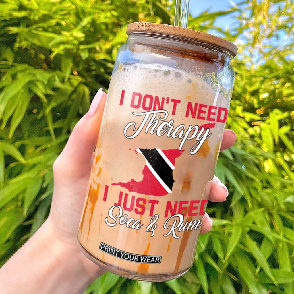 Funny Trini Glass Can Just Need Soca & Rum Trinidad and Tobago Flag TS10 Black Print Your Wear