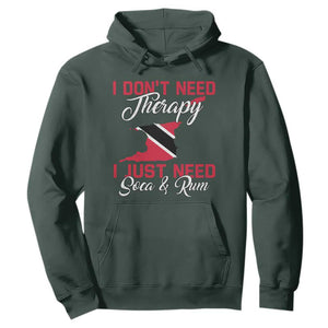 Funny Trini Hoodie Just Need Soca & Rum Trinidad and Tobago Flag TS10 Dark Forest Green Print Your Wear