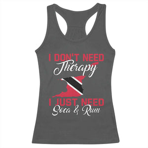 Funny Trini Racerback Tank Top Just Need Soca & Rum Trinidad and Tobago Flag TS10 Dark Heather Print Your Wear