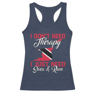 Funny Trini Racerback Tank Top Just Need Soca & Rum Trinidad and Tobago Flag TS10 Navy Print Your Wear