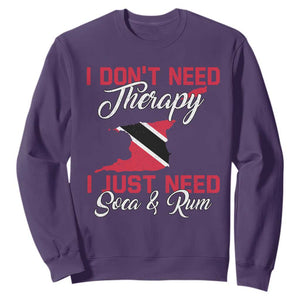 Funny Trini Sweatshirt Just Need Soca & Rum Trinidad and Tobago Flag TS10 Purple Print Your Wear