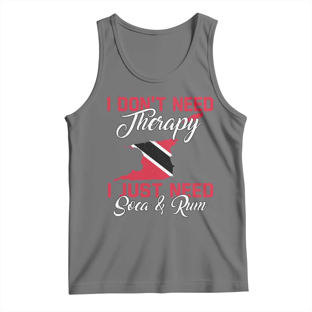 Funny Trini Tank Top Just Need Soca & Rum Trinidad and Tobago Flag TS10 Black Heather Print Your Wear