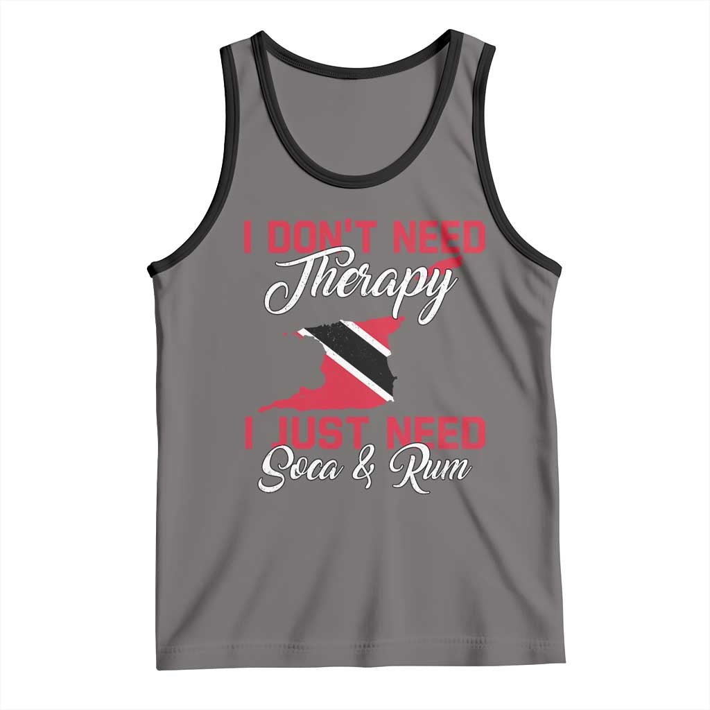 Funny Trini Tank Top Just Need Soca & Rum Trinidad and Tobago Flag TS10 Deep Heather Black Print Your Wear