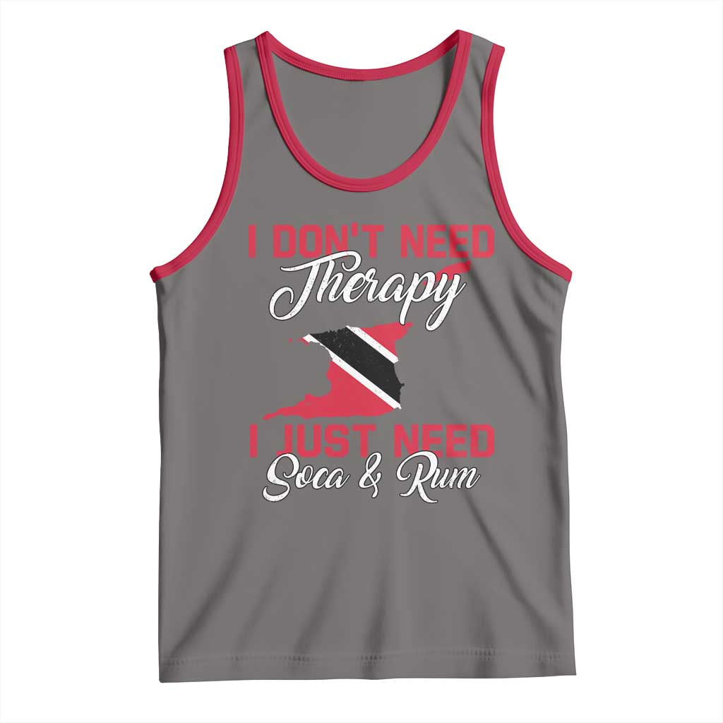 Funny Trini Tank Top Just Need Soca & Rum Trinidad and Tobago Flag TS10 Deep Heather Red Print Your Wear