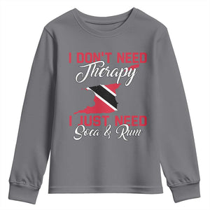 Funny Trini Youth Sweatshirt Just Need Soca & Rum Trinidad and Tobago Flag TS10 Charcoal Print Your Wear