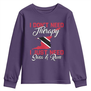 Funny Trini Youth Sweatshirt Just Need Soca & Rum Trinidad and Tobago Flag TS10 Purple Print Your Wear