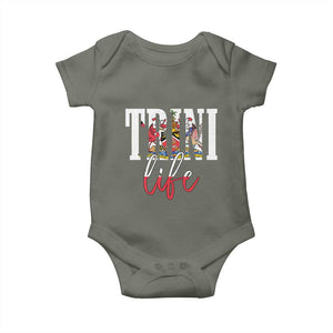 Trini Life Baby Onesie Trinidad and Tobago Flag Caribbean Souvenir TS10 Military Green Print Your Wear