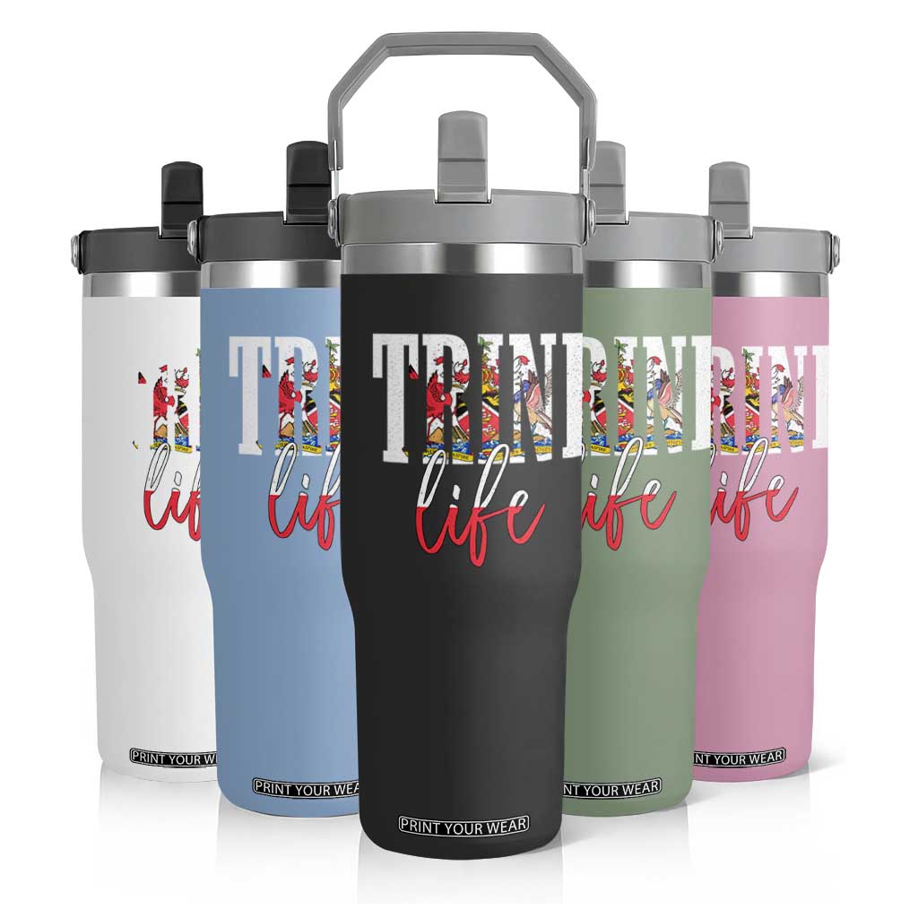Trini Life Flip Straw Tumbler Trinidad and Tobago Flag Caribbean Souvenir TS10 Print Your Wear