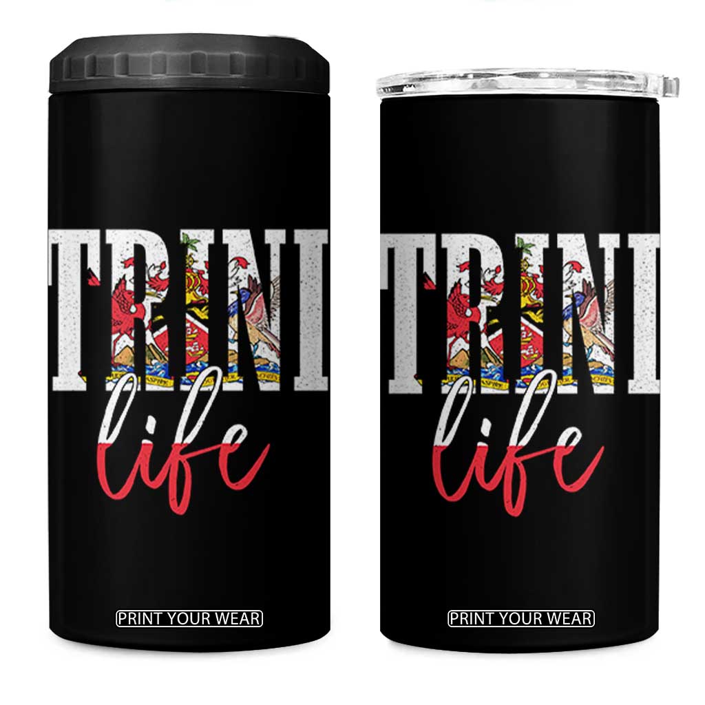 Trini Life 4 in 1 Can Cooler Tumbler Trinidad and Tobago Flag Caribbean Souvenir TS10 One Size: 16 oz Black Print Your Wear