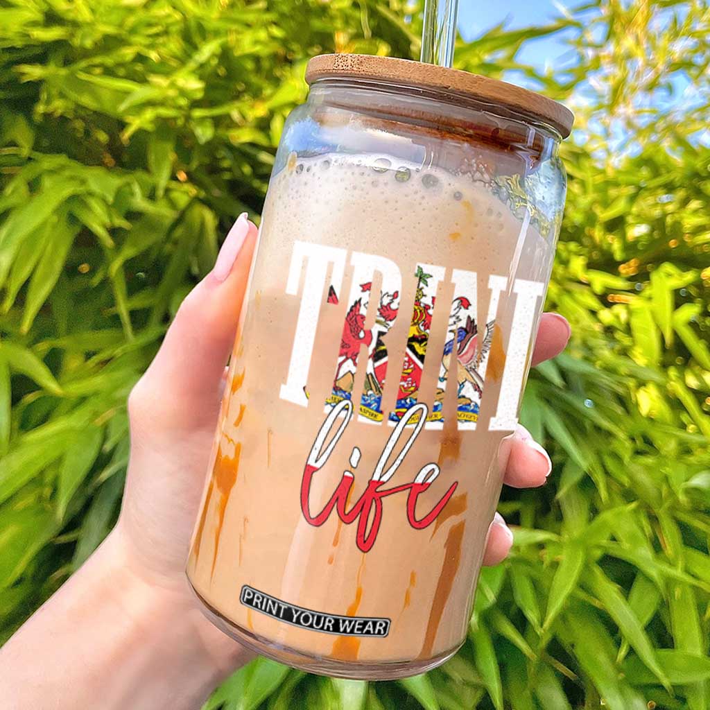 Trini Life Glass Can Trinidad and Tobago Flag Caribbean Souvenir TS10 Black Print Your Wear