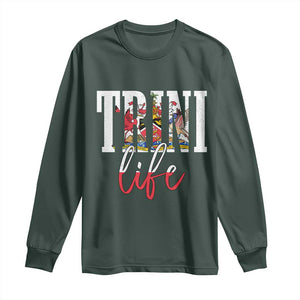 Trini Life Long Sleeve Shirt Trinidad and Tobago Flag Caribbean Souvenir TS10 Dark Forest Green Print Your Wear