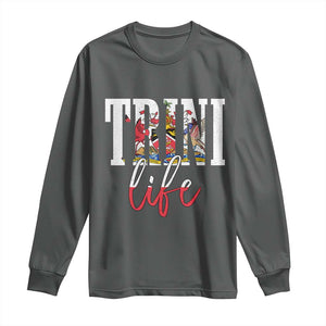 Trini Life Long Sleeve Shirt Trinidad and Tobago Flag Caribbean Souvenir TS10 Dark Heather Print Your Wear