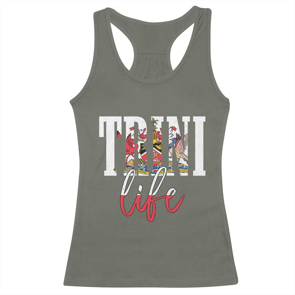 Trini Life Racerback Tank Top Trinidad and Tobago Flag Caribbean Souvenir TS10 Military Green Print Your Wear
