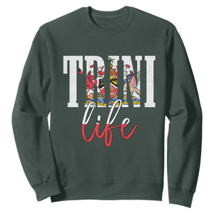 Trini Life Sweatshirt Trinidad and Tobago Flag Caribbean Souvenir TS10 Dark Forest Green Print Your Wear