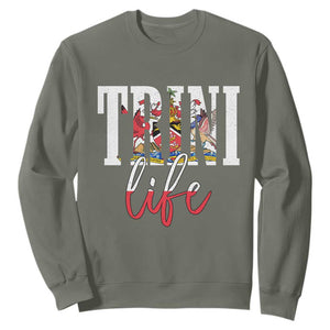 Trini Life Sweatshirt Trinidad and Tobago Flag Caribbean Souvenir TS10 Military Green Print Your Wear