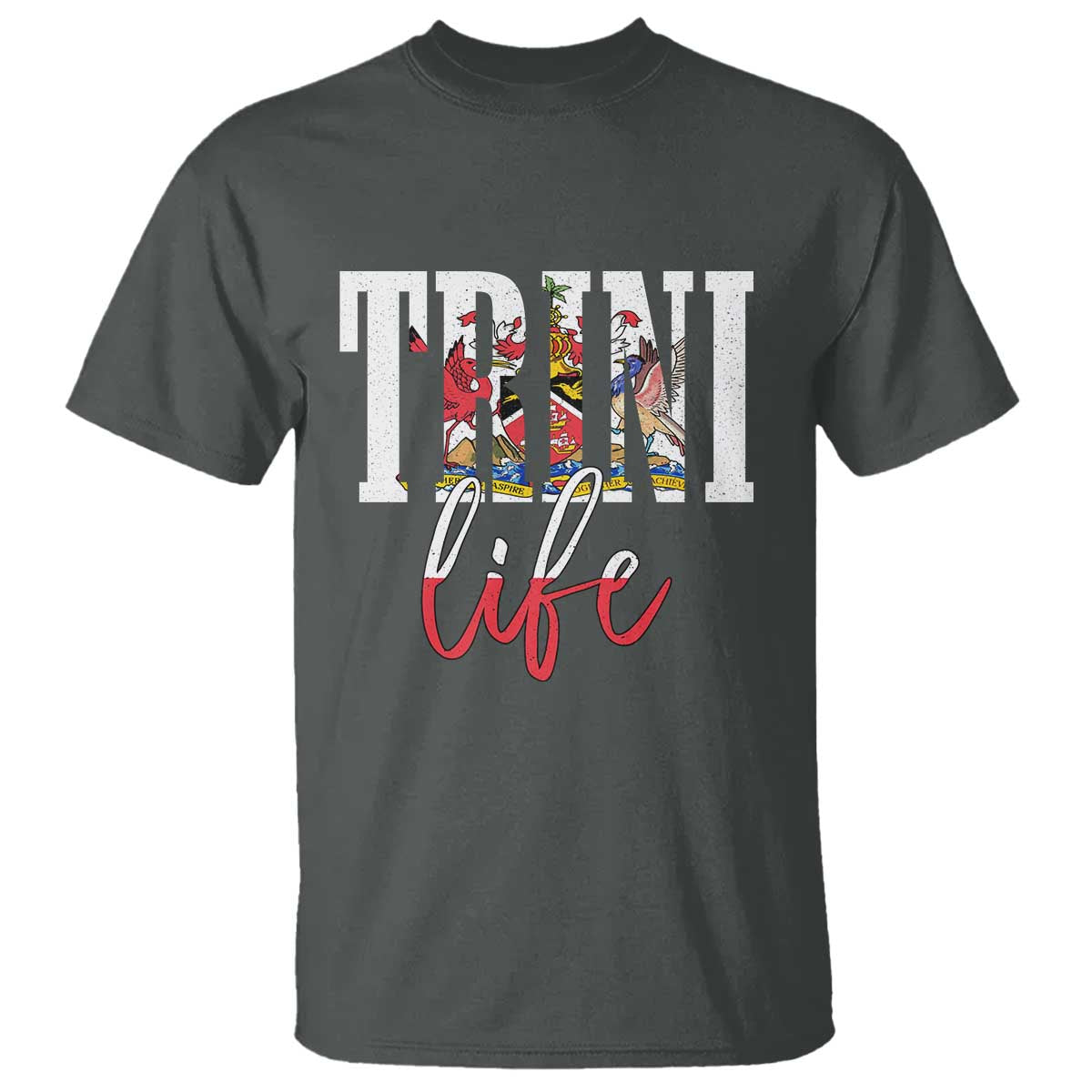 Trini Life T Shirt Trinidad and Tobago Flag Caribbean Souvenir TS10 Dark Heather Print Your Wear