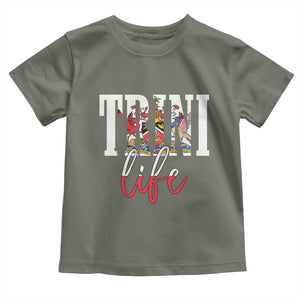 Trini Life Toddler T Shirt Trinidad and Tobago Flag Caribbean Souvenir TS10 Military Green Print Your Wear