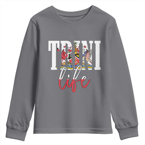 Trini Life Youth Sweatshirt Trinidad and Tobago Flag Caribbean Souvenir TS10 Charcoal Print Your Wear