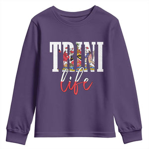 Trini Life Youth Sweatshirt Trinidad and Tobago Flag Caribbean Souvenir TS10 Purple Print Your Wear