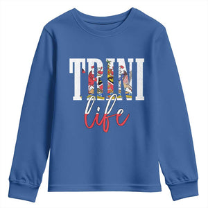 Trini Life Youth Sweatshirt Trinidad and Tobago Flag Caribbean Souvenir TS10 Royal Blue Print Your Wear