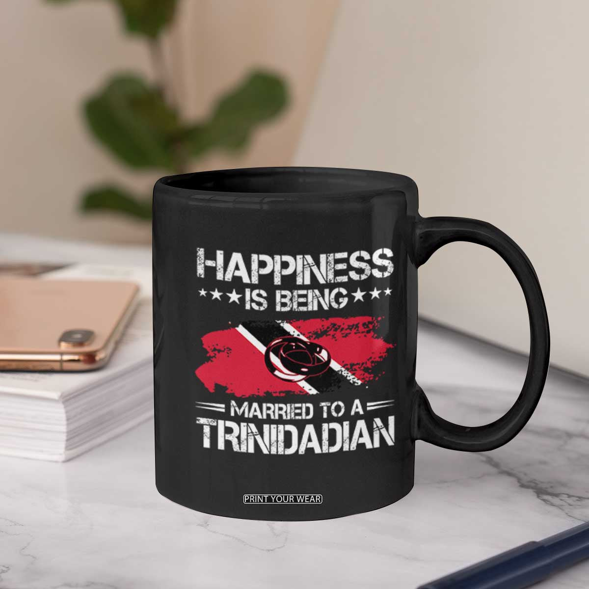 Happiness Is Being Married to a Trinidadian Coffee Mug Trinidad & Tobago Flag Couples Gift TS10 Print Your Wear