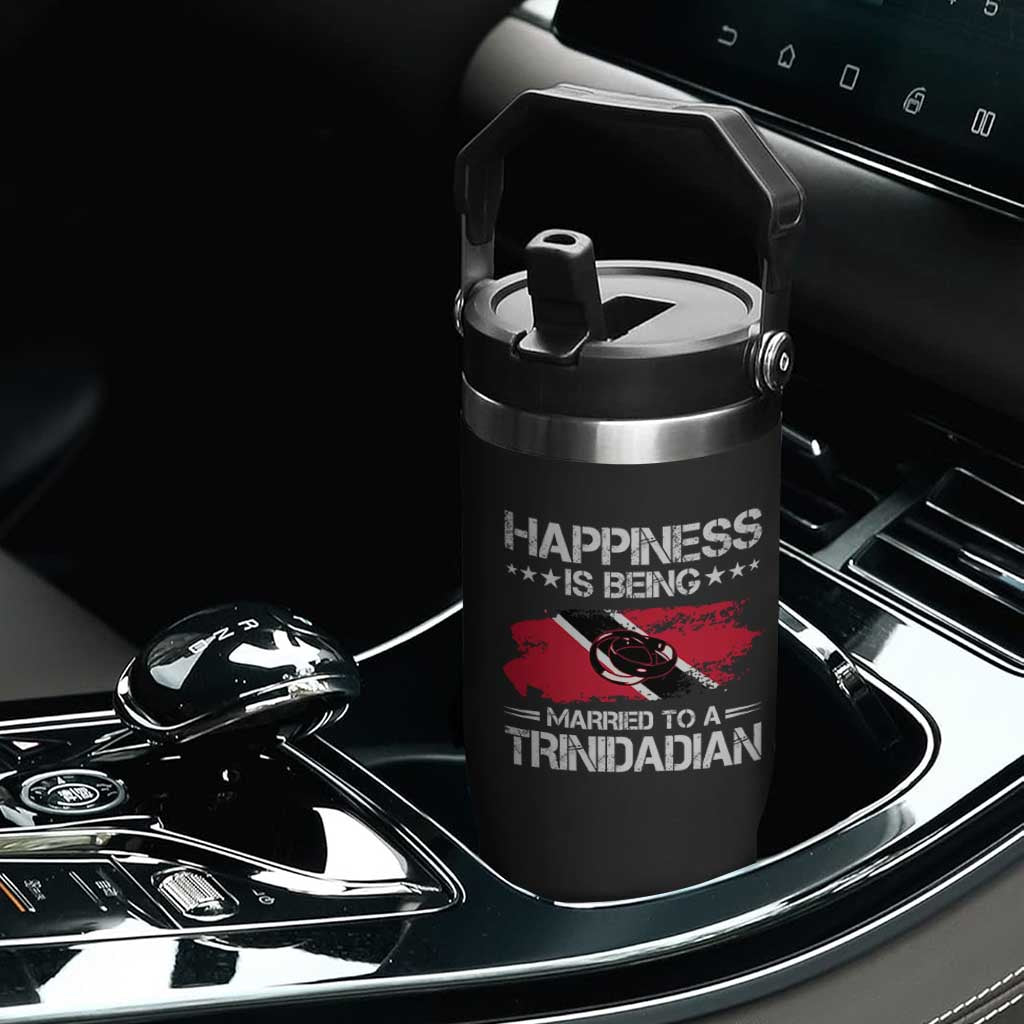 Happiness Is Being Married to a Trinidadian Flip Straw Tumbler Trinidad & Tobago Flag Couples Gift TS10 Print Your Wear