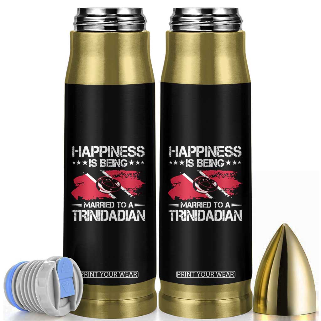 Happiness Is Being Married to a Trinidadian Bullet Tumbler Trinidad & Tobago Flag Couples Gift TS10 Black Print Your Wear