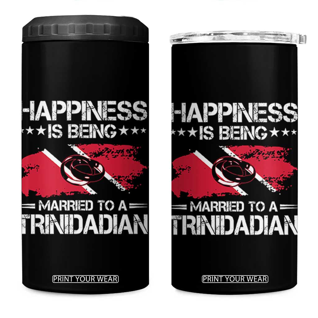 Happiness Is Being Married to a Trinidadian 4 in 1 Can Cooler Tumbler Trinidad & Tobago Flag Couples Gift TS10 One Size: 16 oz Black Print Your Wear