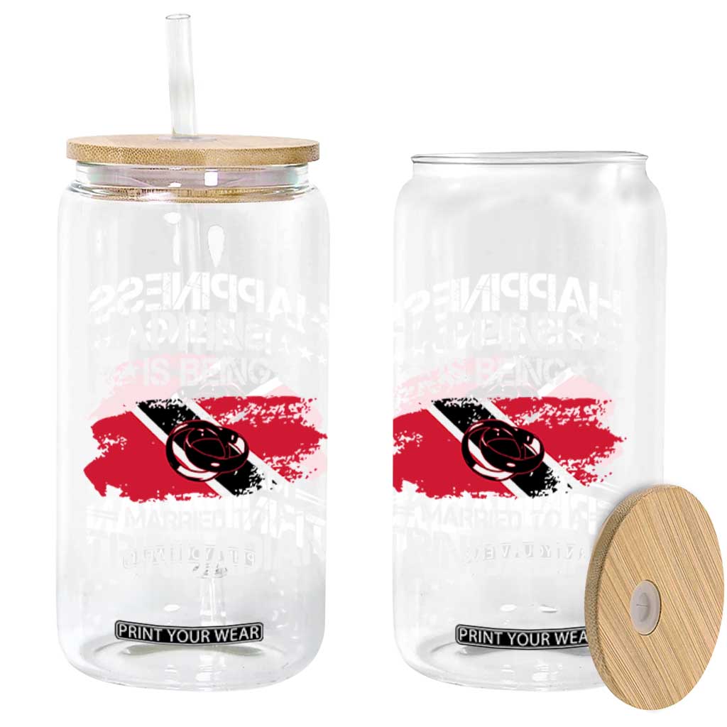 Happiness Is Being Married to a Trinidadian Glass Can Trinidad & Tobago Flag Couples Gift TS10 Print Your Wear