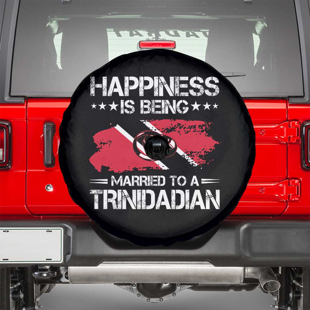 Happiness Is Being Married to a Trinidadian Spare Tire Cover Trinidad & Tobago Flag Couples Gift TS10 Black Print Your Wear