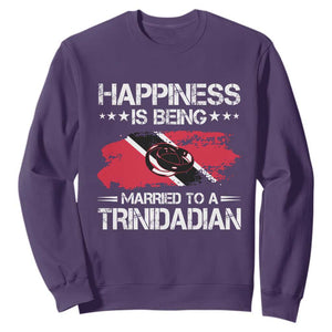Happiness Is Being Married to a Trinidadian Sweatshirt Trinidad & Tobago Flag Couples Gift TS10 Purple Print Your Wear