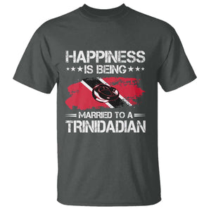 Happiness Is Being Married to a Trinidadian T Shirt Trinidad & Tobago Flag Couples Gift TS10 Dark Heather Print Your Wear