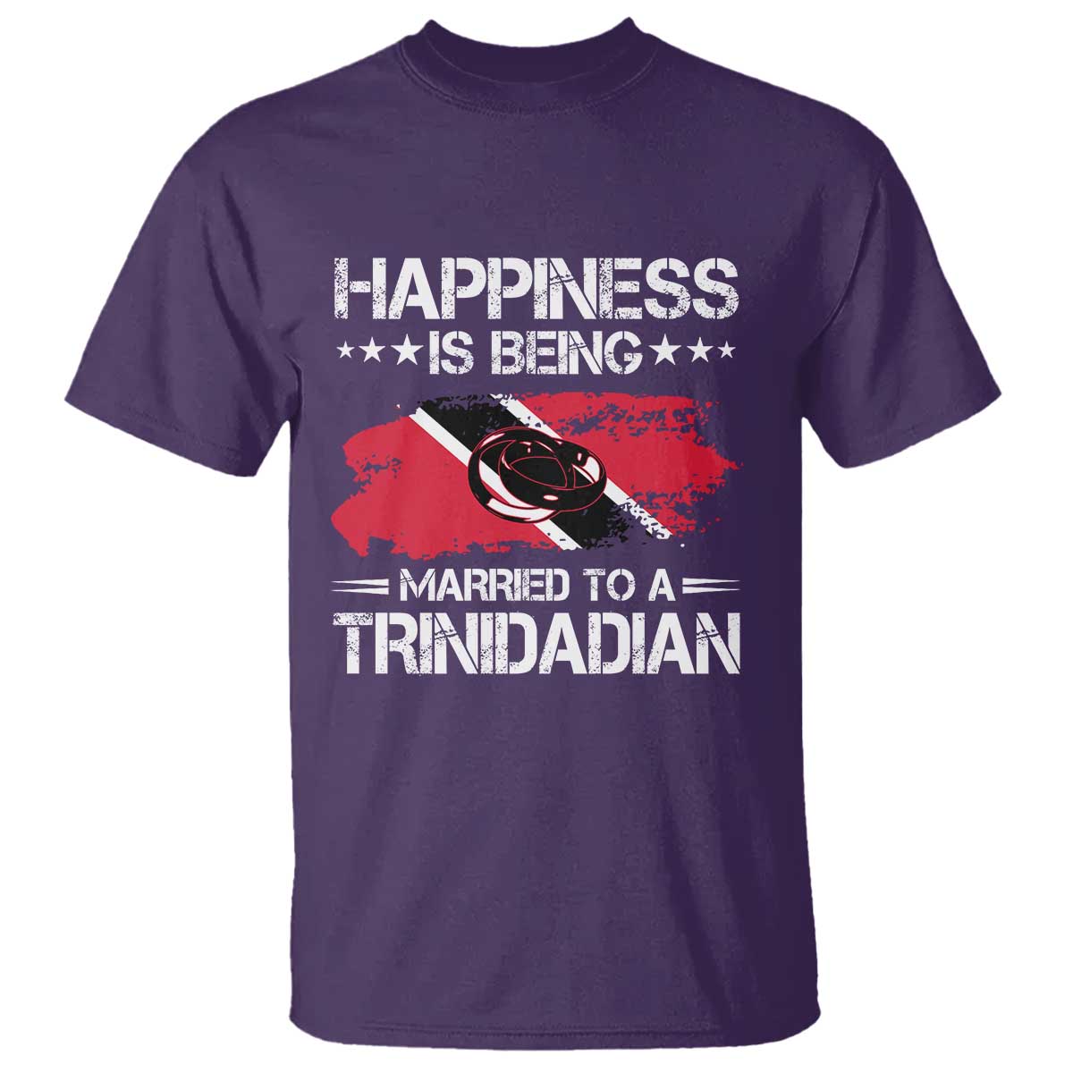 Happiness Is Being Married to a Trinidadian T Shirt Trinidad & Tobago Flag Couples Gift TS10 Purple Print Your Wear
