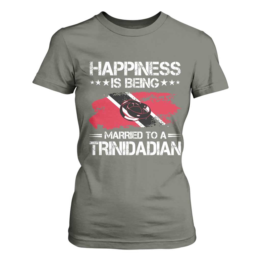 Happiness Is Being Married to a Trinidadian T Shirt For Women Trinidad & Tobago Flag Couples Gift TS10 Military Green Print Your Wear