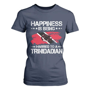 Happiness Is Being Married to a Trinidadian T Shirt For Women Trinidad & Tobago Flag Couples Gift TS10 Navy Print Your Wear