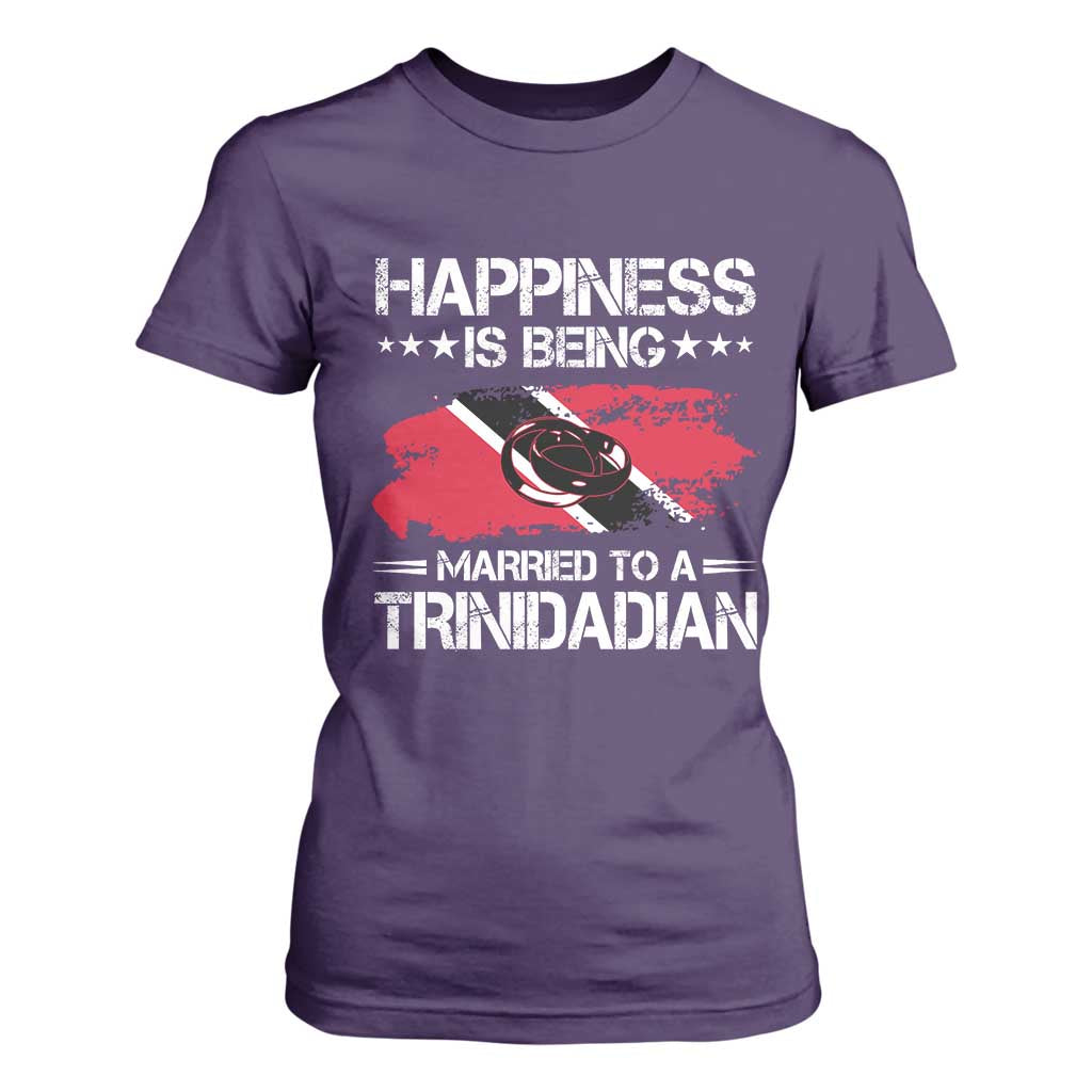 Happiness Is Being Married to a Trinidadian T Shirt For Women Trinidad & Tobago Flag Couples Gift TS10 Purple Print Your Wear