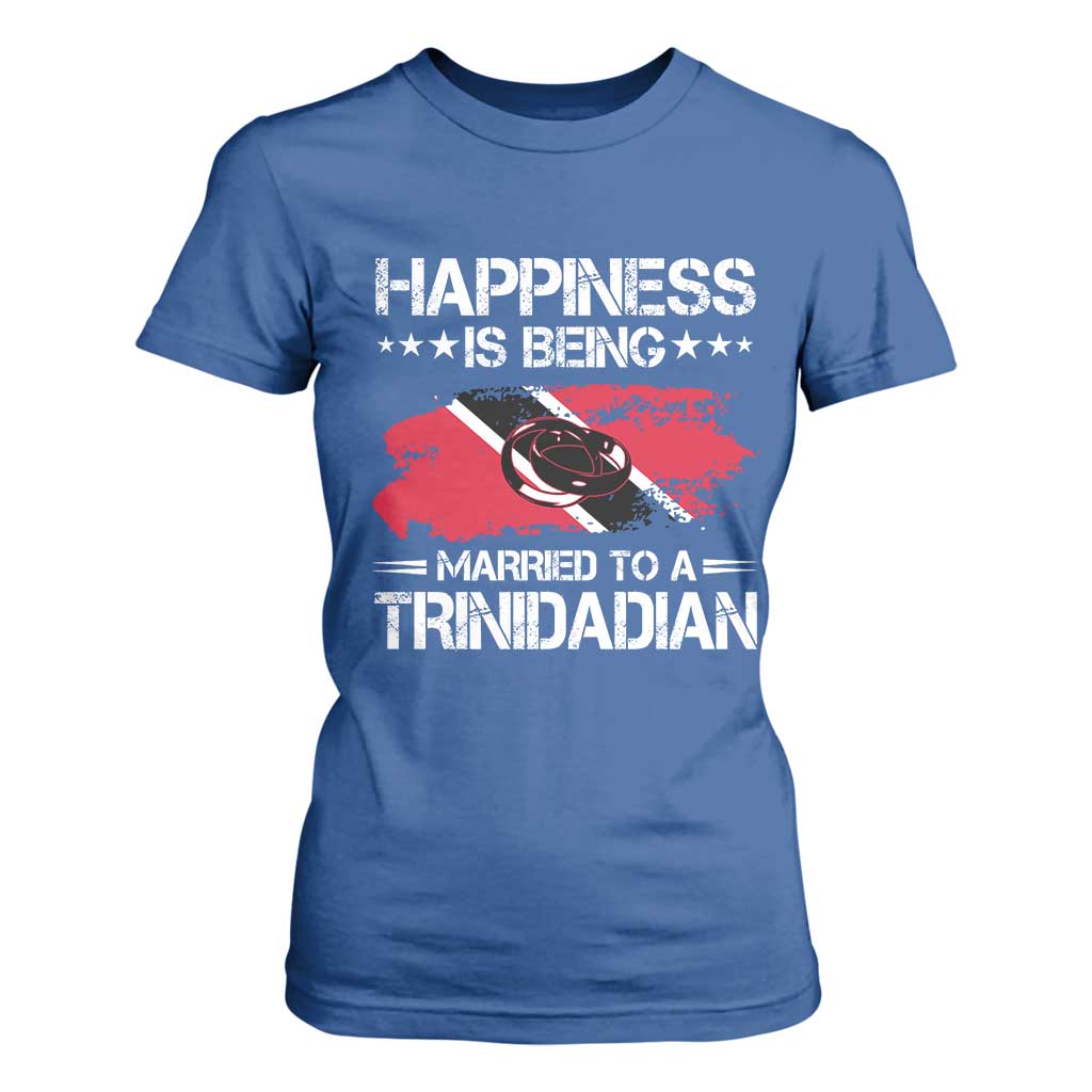 Happiness Is Being Married to a Trinidadian T Shirt For Women Trinidad & Tobago Flag Couples Gift TS10 Royal Blue Print Your Wear