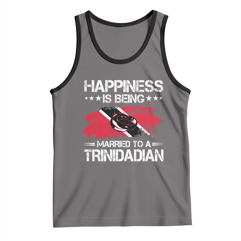 Happiness Is Being Married to a Trinidadian Tank Top Trinidad & Tobago Flag Couples Gift TS10 Deep Heather Black Print Your Wear