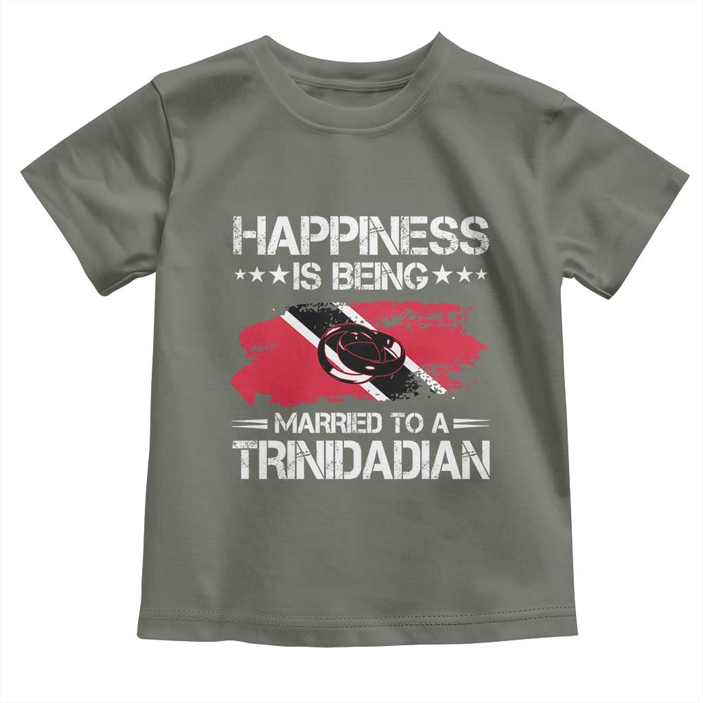 Happiness Is Being Married to a Trinidadian Toddler T Shirt Trinidad & Tobago Flag Couples Gift TS10 Military Green Print Your Wear