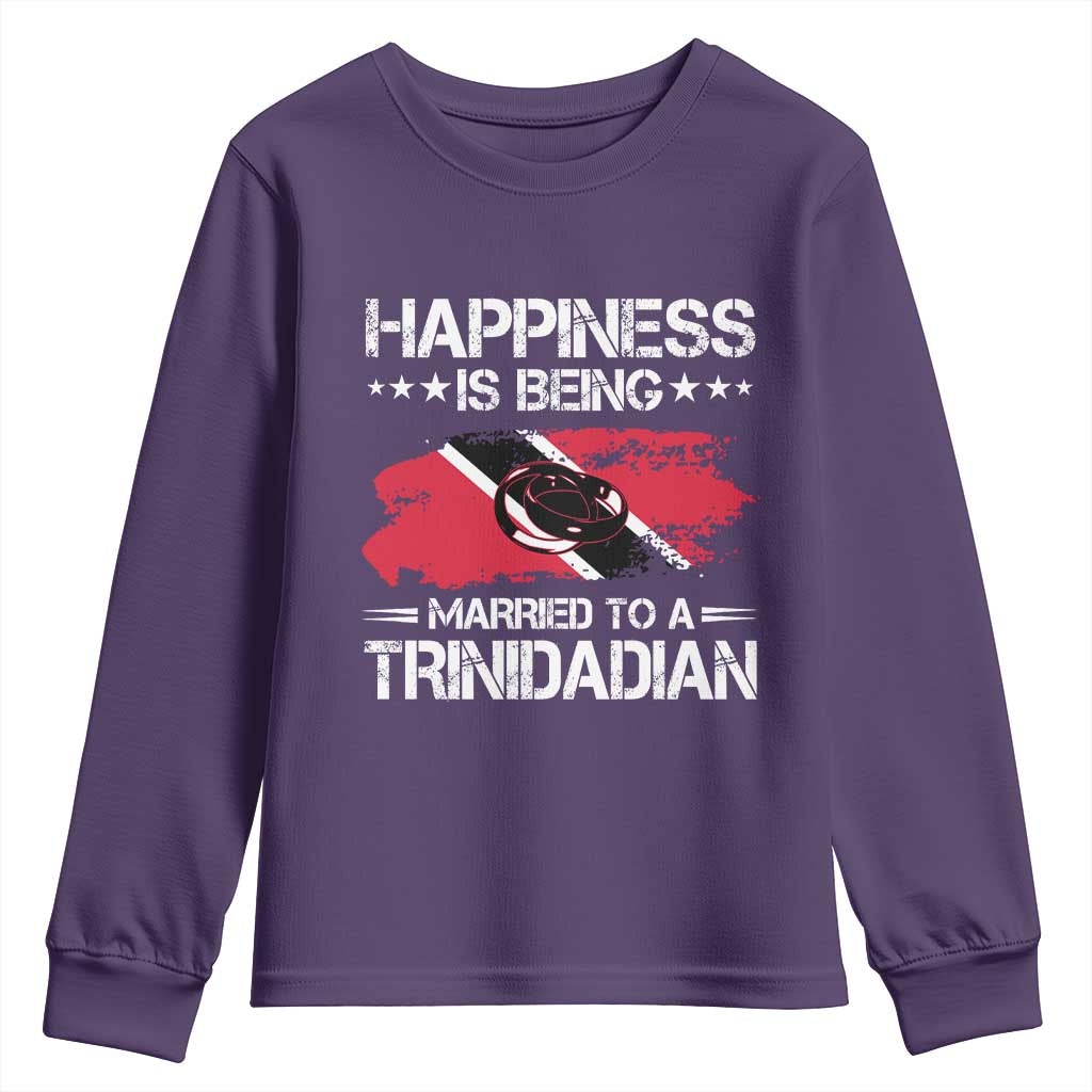 Happiness Is Being Married to a Trinidadian Youth Sweatshirt Trinidad & Tobago Flag Couples Gift TS10 Purple Print Your Wear