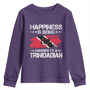 Happiness Is Being Married to a Trinidadian Youth Sweatshirt Trinidad & Tobago Flag Couples Gift TS10 Purple Print Your Wear