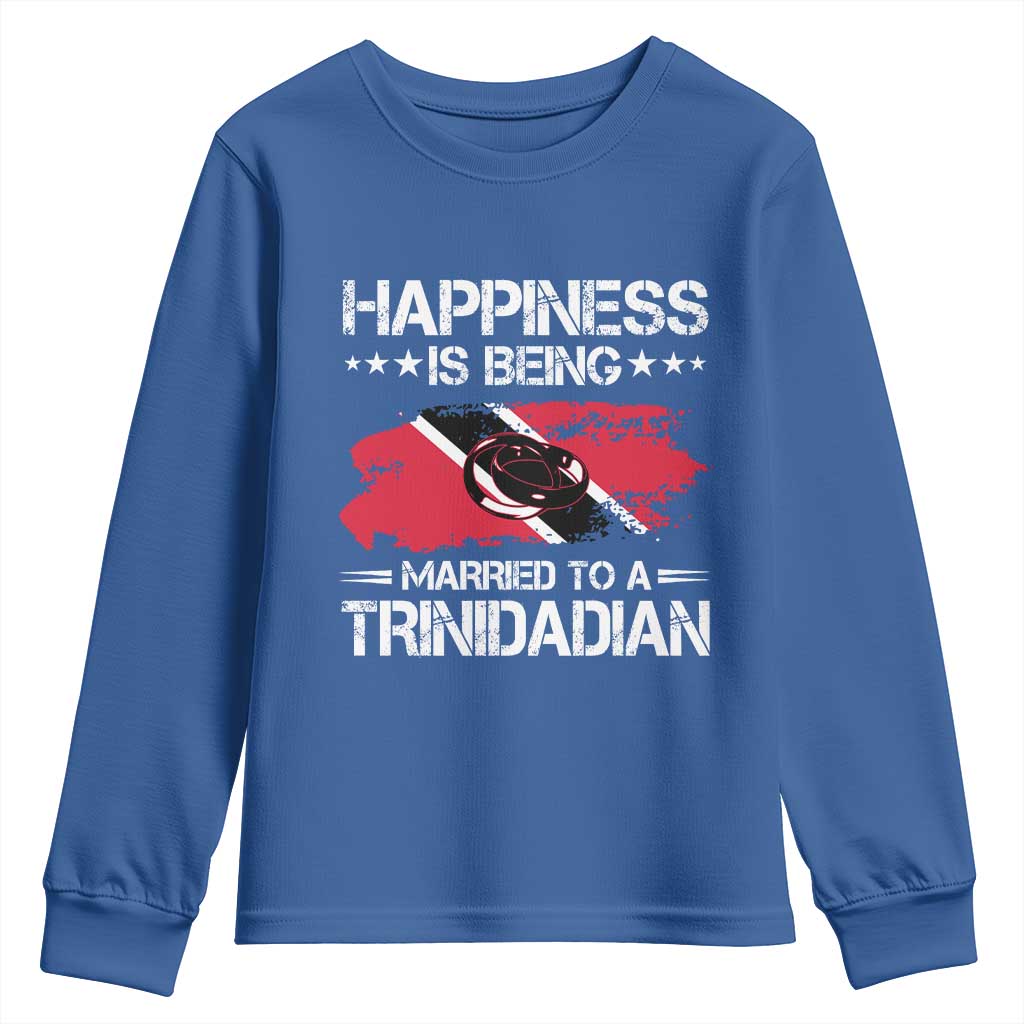 Happiness Is Being Married to a Trinidadian Youth Sweatshirt Trinidad & Tobago Flag Couples Gift TS10 Royal Blue Print Your Wear