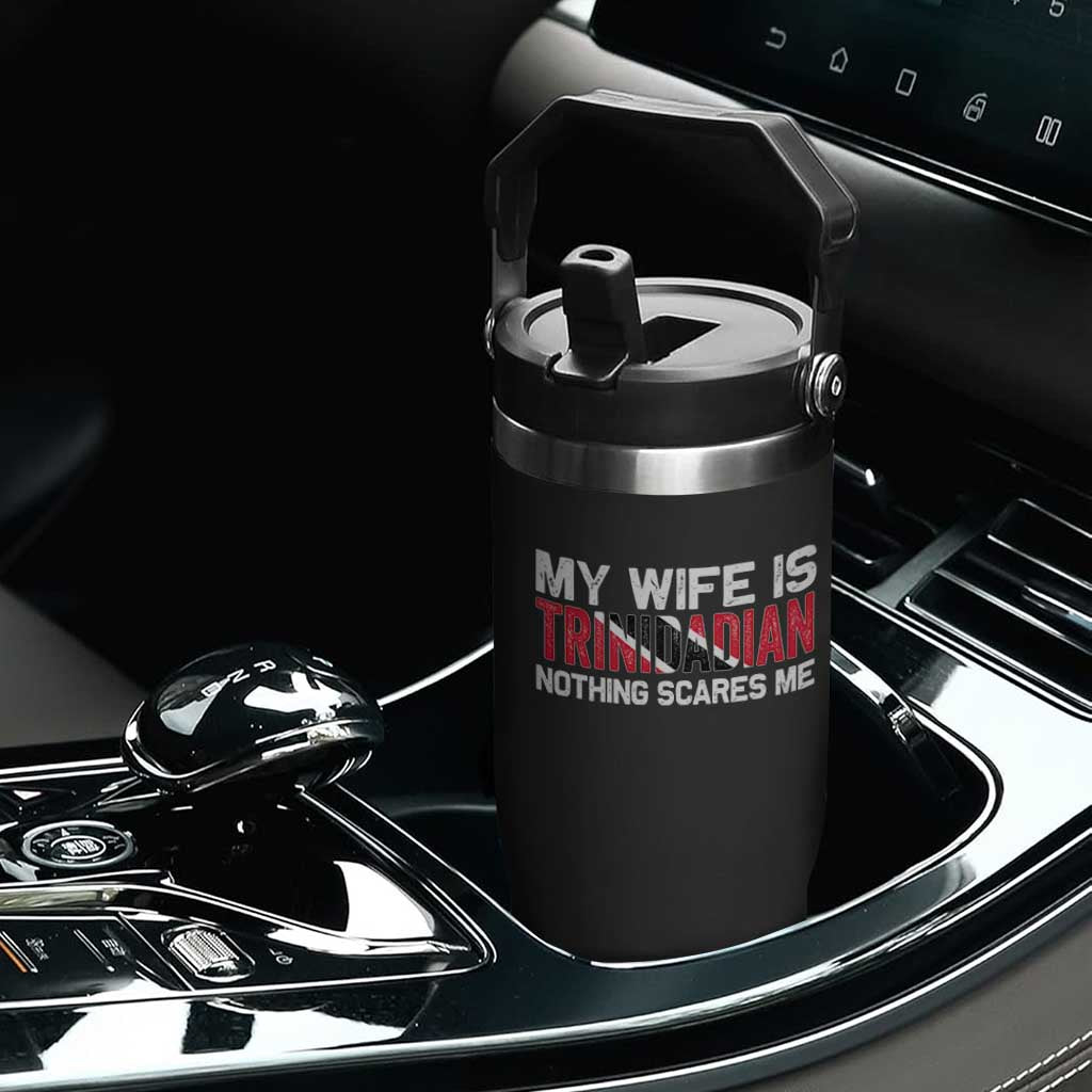 My Wife Is Trinidadian Nothing Scares Me Puerto Rican Flip Straw Tumbler Funny Trinidad & Tobago Husband Gift TS10 Print Your Wear