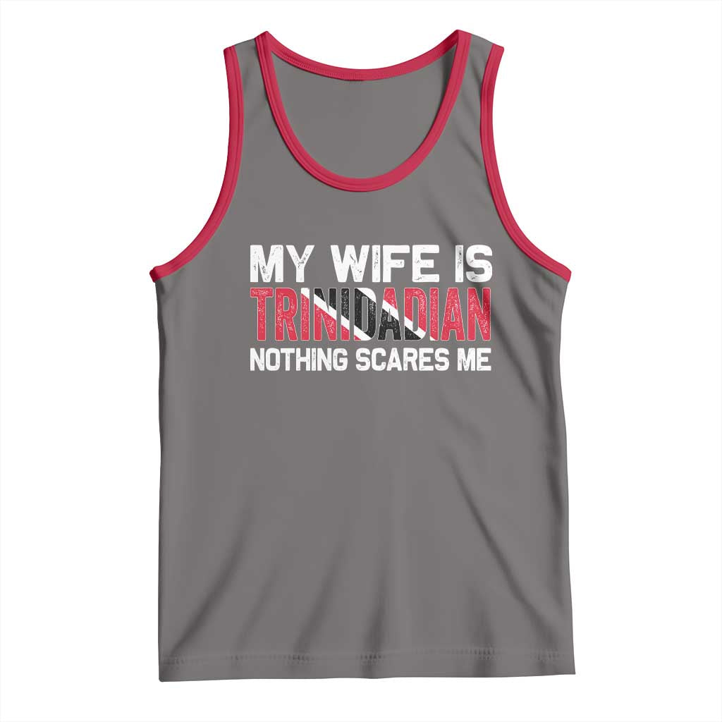 My Wife Is Trinidadian Nothing Scares Me Puerto Rican Tank Top Funny Trinidad & Tobago Husband Gift TS10 Deep Heather Red Print Your Wear