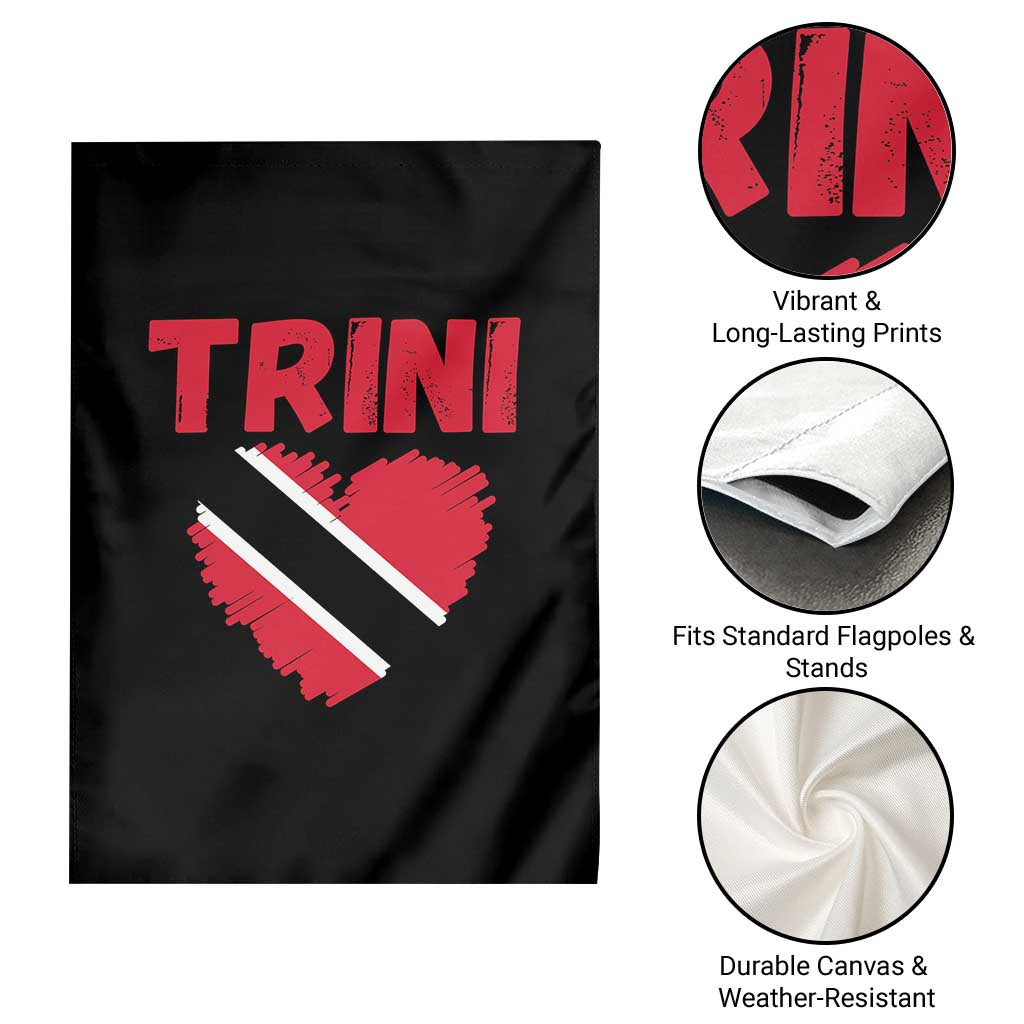 Trini Pride Garden Flag Trinidad and Tobago Heart Flag Caribbean Roots TS10 Print Your Wear